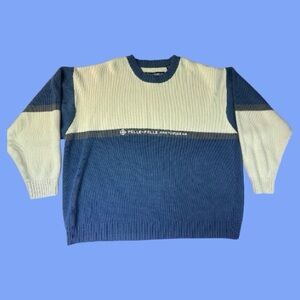 Pelle Pelle Blue and Cream Men's Sweater 3X